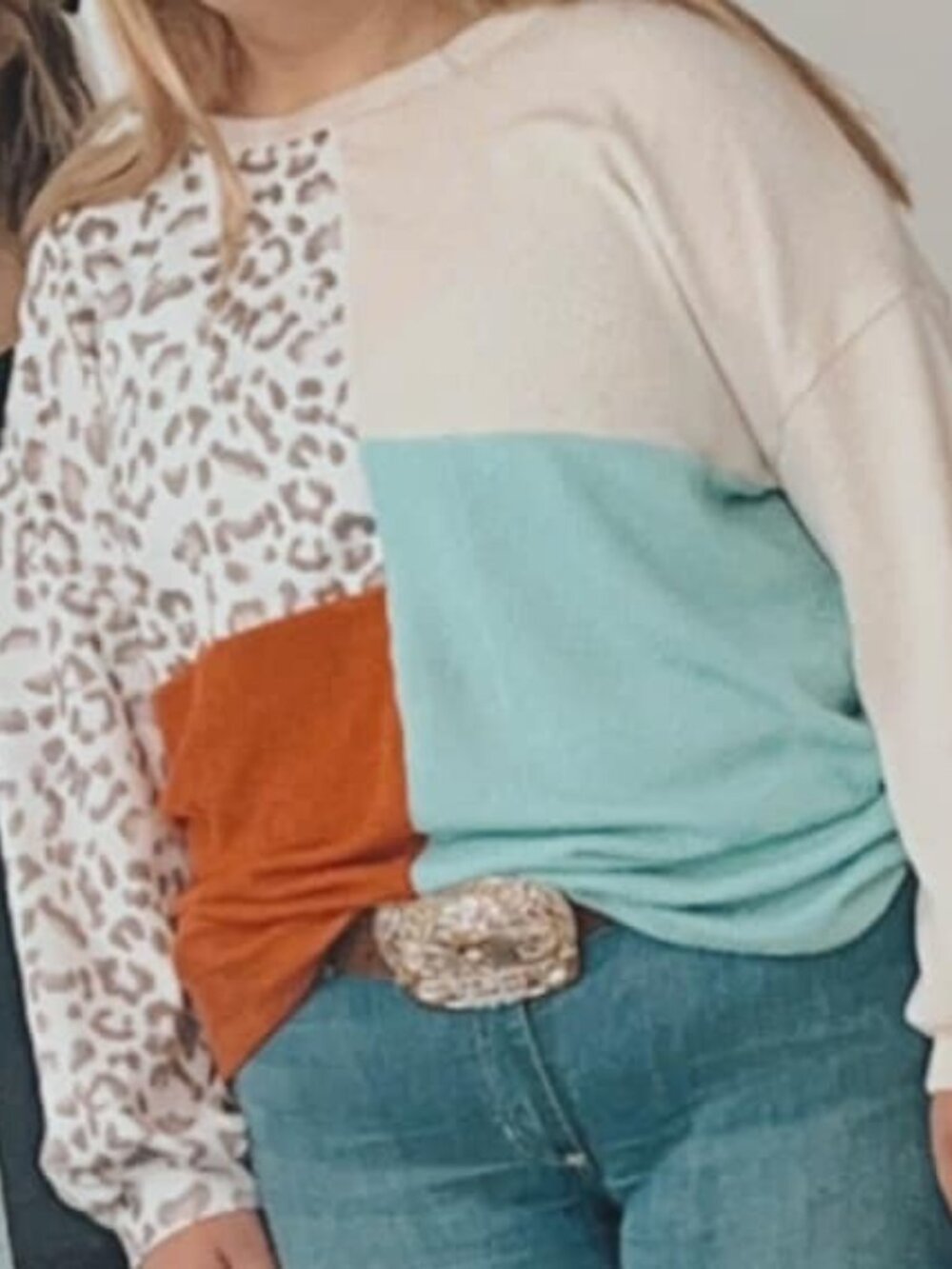 Leopard Color Block Sweater